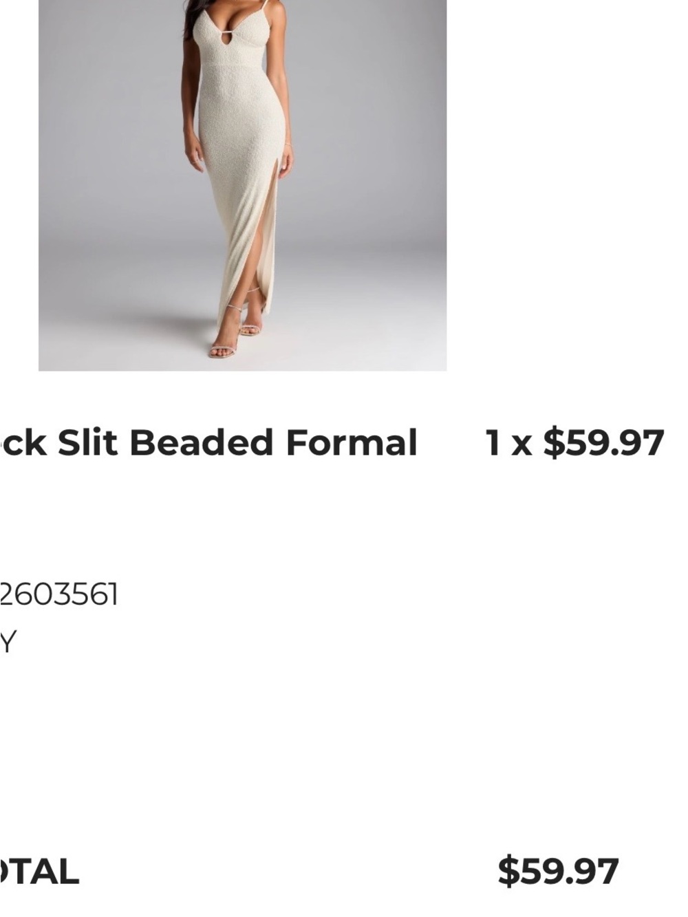 Windsor Cream Spaghetti-Strap Maxi Dress with High Side Slit - Picture 6 of 6